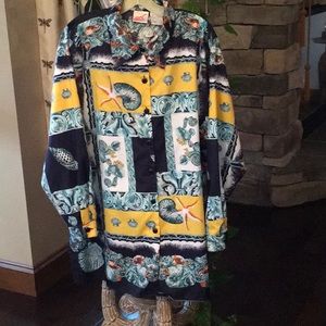 EOS tropical blouse size 18 W side slits great shp